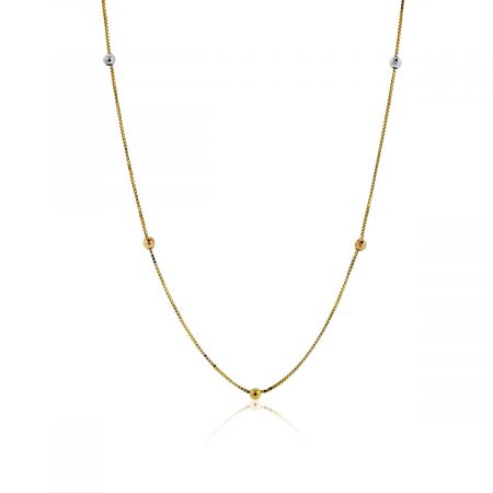 You are viewing this 14 Yellow Gold Chain With Tri-Colored Gold Beads