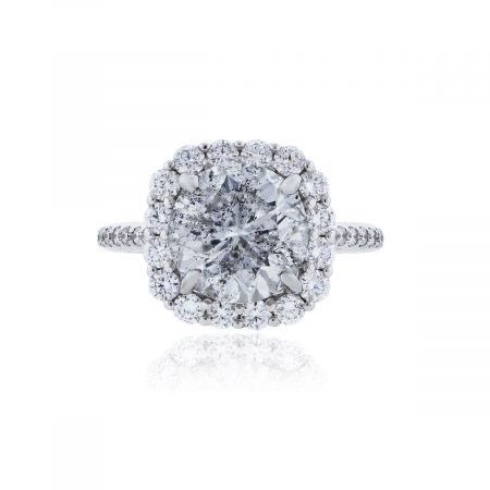 You are viewing this 14k White Gold 3.84ct Diamond Halo Engagement Ring!