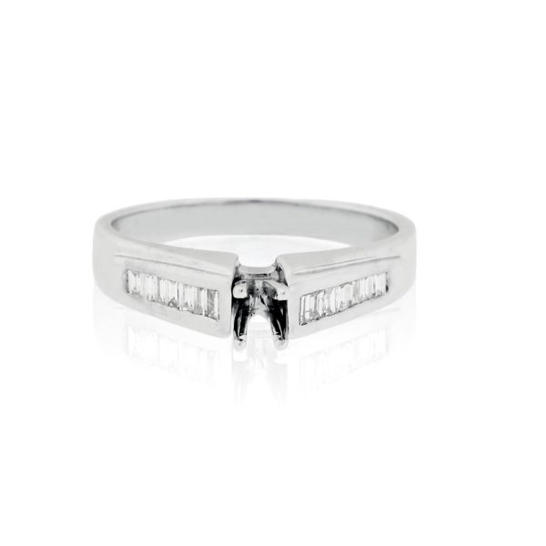 You are viewing this 18k White Gold 0.13ctw Baguette Diamond Ring Mounting