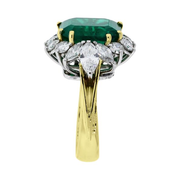 Platinum 14k Yellow Gold 8.52ct Emerald Diamond Ring