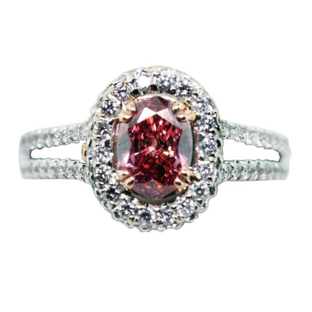 0.73Ct Oval Pink Diamond Ring in 18K White Gold. Comes with GLS Certificate