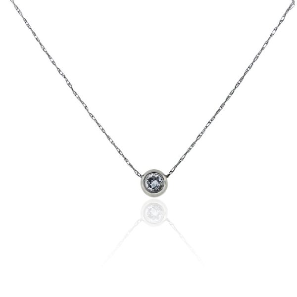You are viewing this Platinum Bezel Set .10ct Diamond Pendant Necklace!