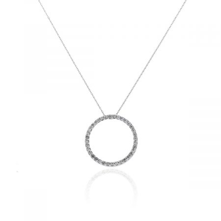 10k White Gold Circle of Life .75ctw Diamond Necklace