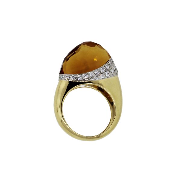18k Yellow Gold Citrine .80ctw Diamond Ring