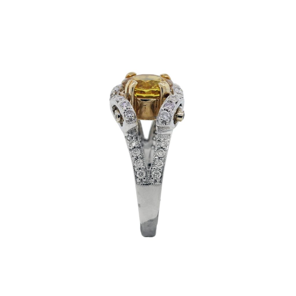 18k White Gold Yellow Sapphire .60ctw Diamond Ring