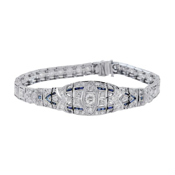 Platinum Diamond & Sapphire Art Deco Bracelet