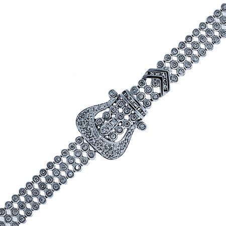You are viewing this 14K White Gold Bezel Set Diamond Buckle Bracelet