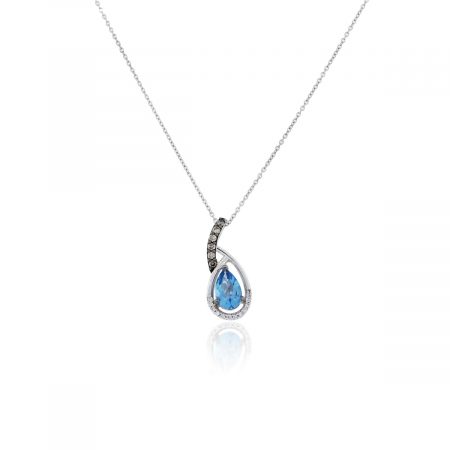 You are viewing this 14k White Gold Blue Topaz & 0.24ctw Diamond Necklace!