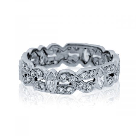 You are viewing this Platinum Round & Marquise Cut Diamond Eternity Band