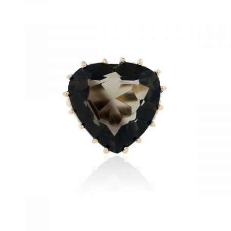 You are viewing this 14k Yellow Gold Large Smokey Quartz Heart Ring!