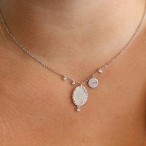 Delicate off centered charms and white druzy by Meira T