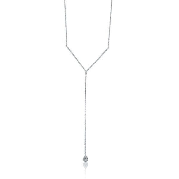 Meira T 14K White Gold .37ctw Diamond Drop Necklace