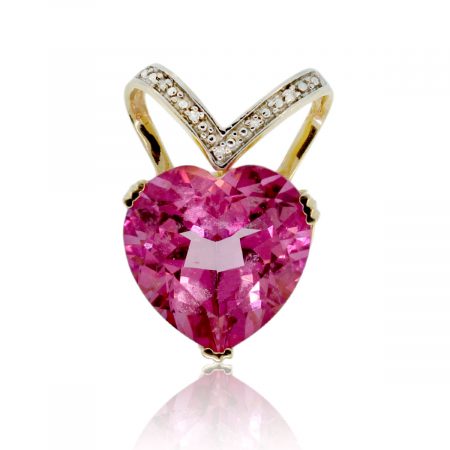You are viewing this 14K Two-tone Pink CZ Heart & Diamond Pendant