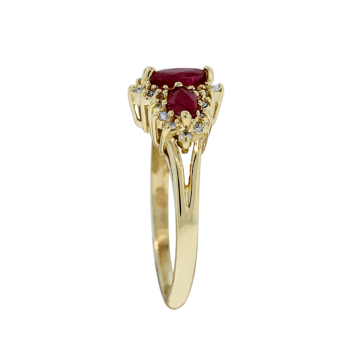 10k Yellow Gold Marquise Cut Ruby And Diamond Ring