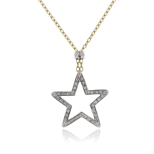 You are viewing this 18k Two Tone .70ctw Diamond Star Pendant Necklace!