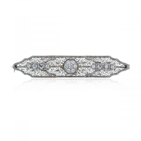 You are viewing this 14k White Gold .60ctw Diamond Vintage Pin Brooch!