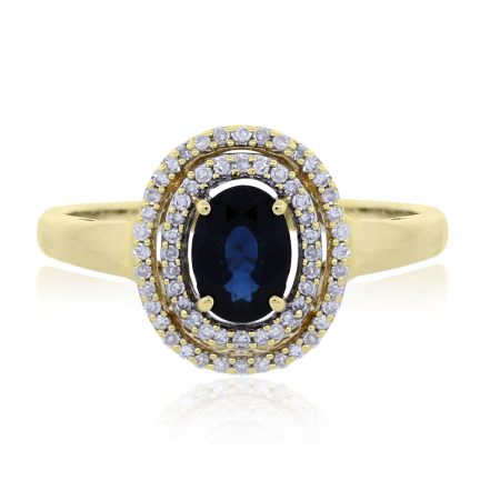 You are viewing this 14k Yellow Gold Sapphire Halo .40ctw Diamond Ring!
