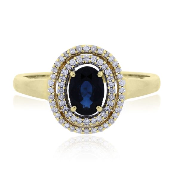 You are viewing this 14k Yellow Gold Sapphire Halo .40ctw Diamond Ring!