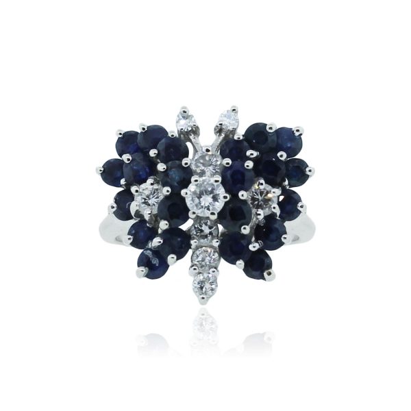 You are viewing this 14k White Gold Sapphire Diamond Cluster Butterfly Ring!