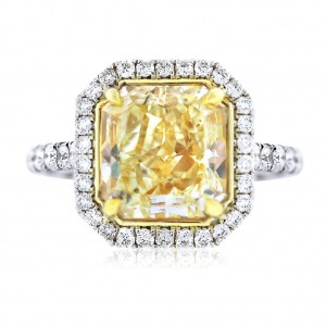 5ct Fancy Yellow Radiant Cut Diamond Engagement Ring