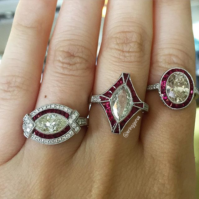 Ruby halo engagement rings