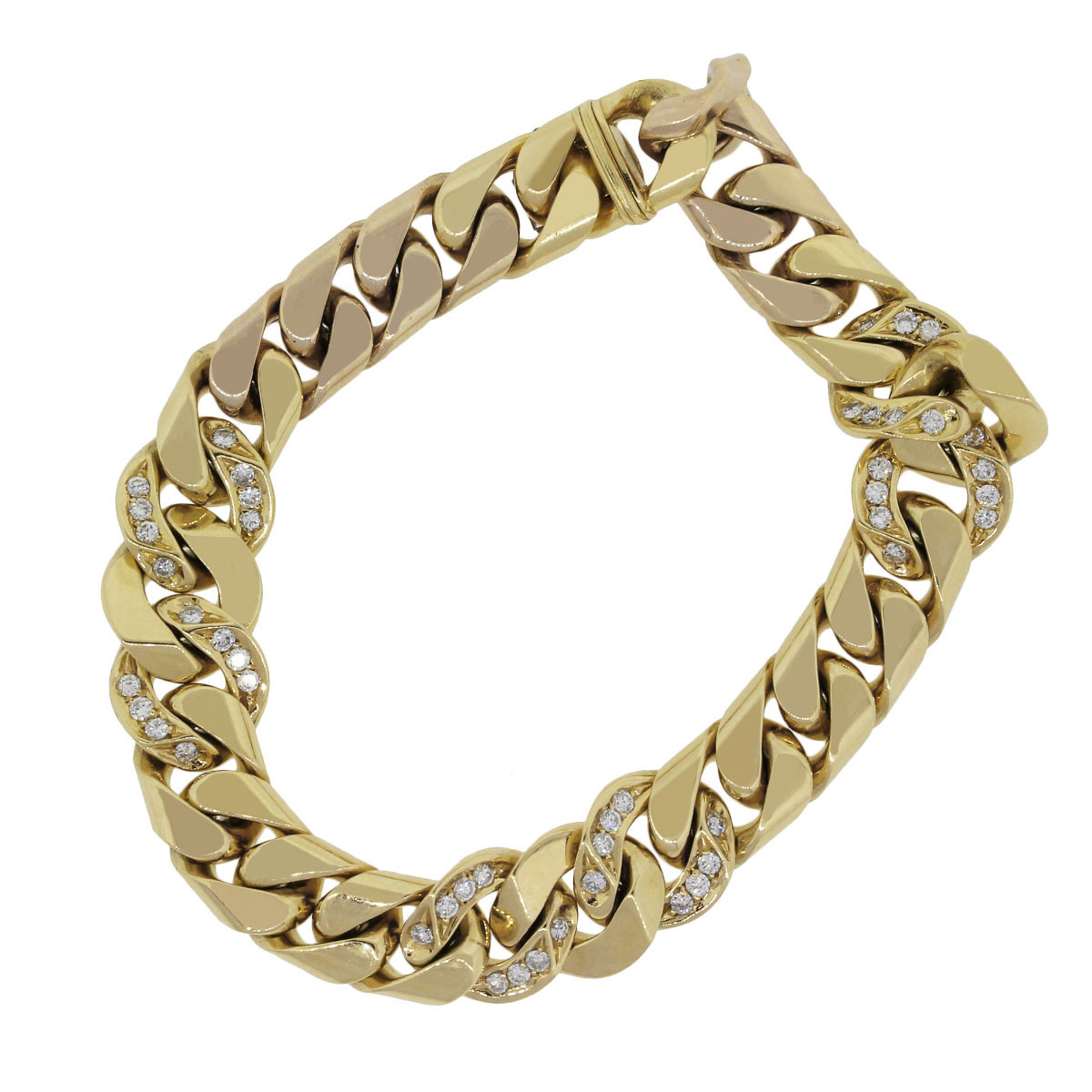 Bulgari 18k Yellow Gold 2ctw Diamond Link Gents Bracelet