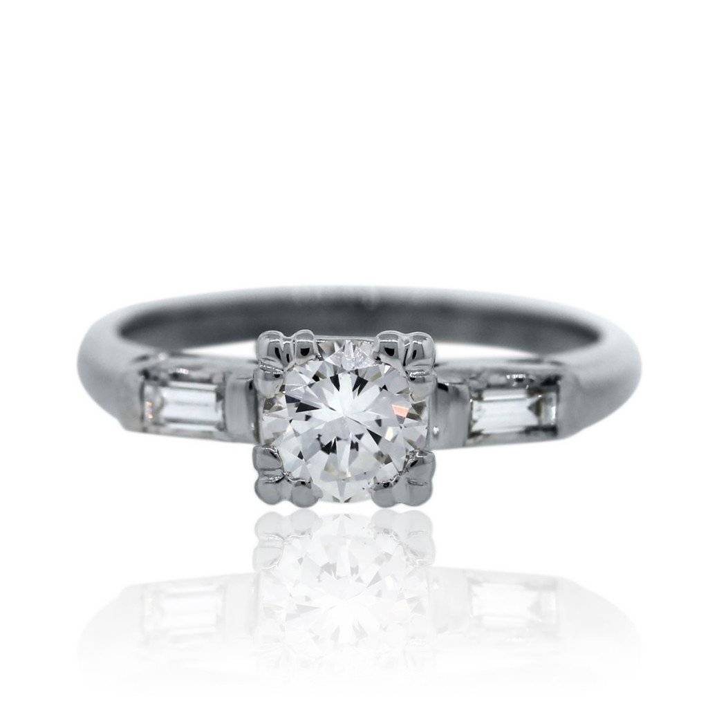14k White Gold Vintage Style .50 Carat Diamond Engagement Ring