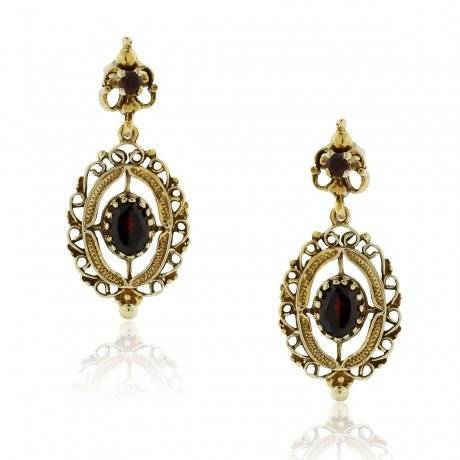 Garnet and Gold Earrings