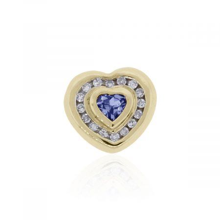 Heart Shaped Tanzanite Diamond and Gold Pendant