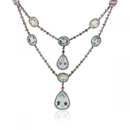 Multi gemstone pear shape multi gemstone necklace