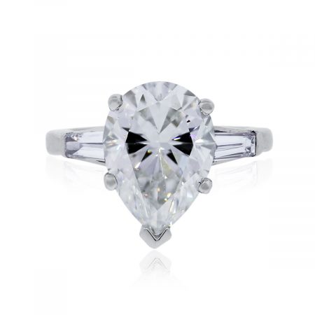 18k White Gold 5.28ct Pear Shape GIA Certified Diamond Engagement Ring