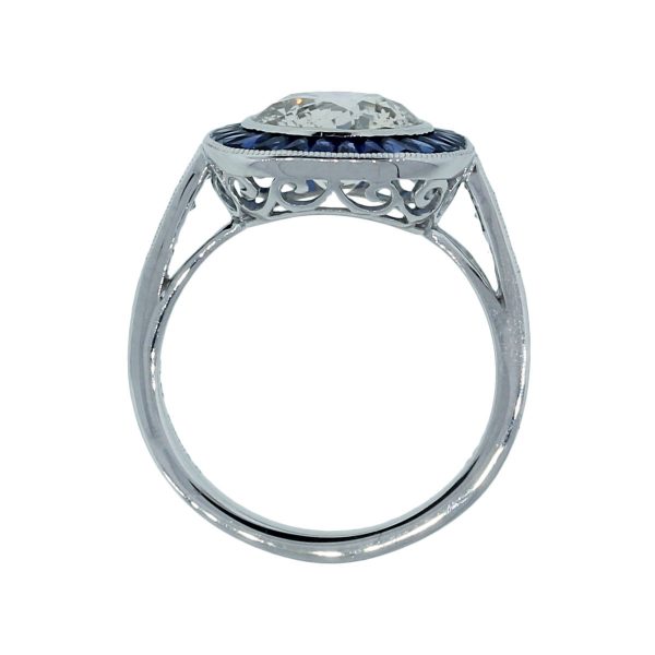Platinum Sapphire Halo engagement Ring