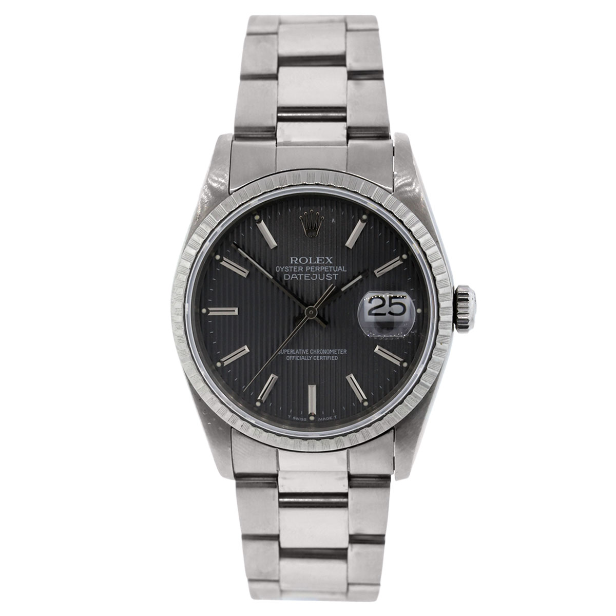 Rolex 16220 Datejust Dark Grey Tap Dial Watch