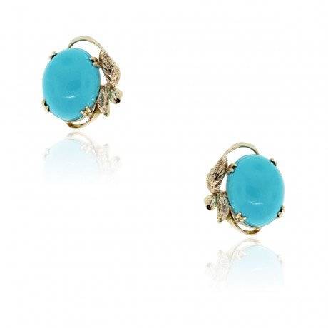 14k Yellow Gold Turquoise Earrings