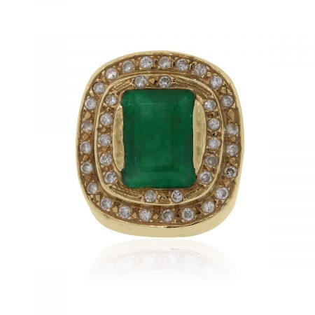 Vintage Emerald And Diamond Gold RIng