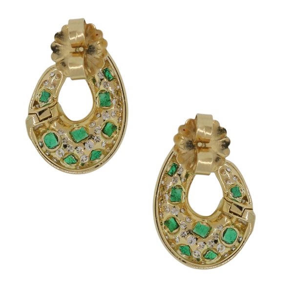 18k gold diamond and emerald earrings