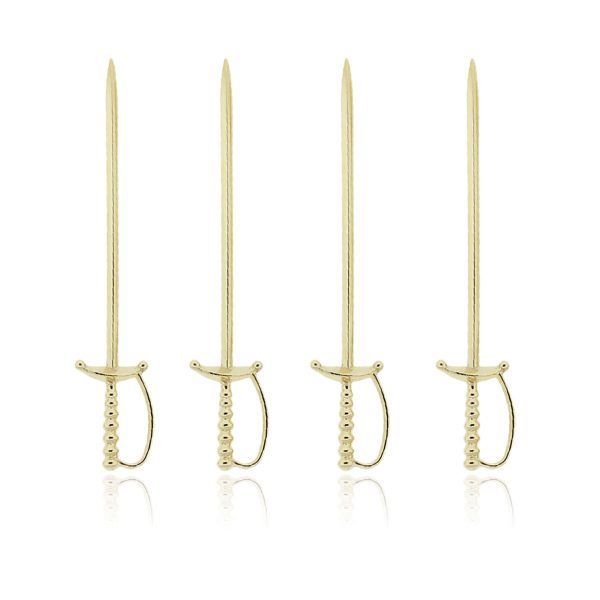 14k yellow gold cocktail swords
