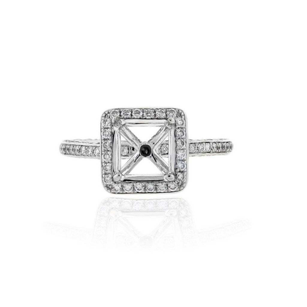 Square halo engagement ring mounting