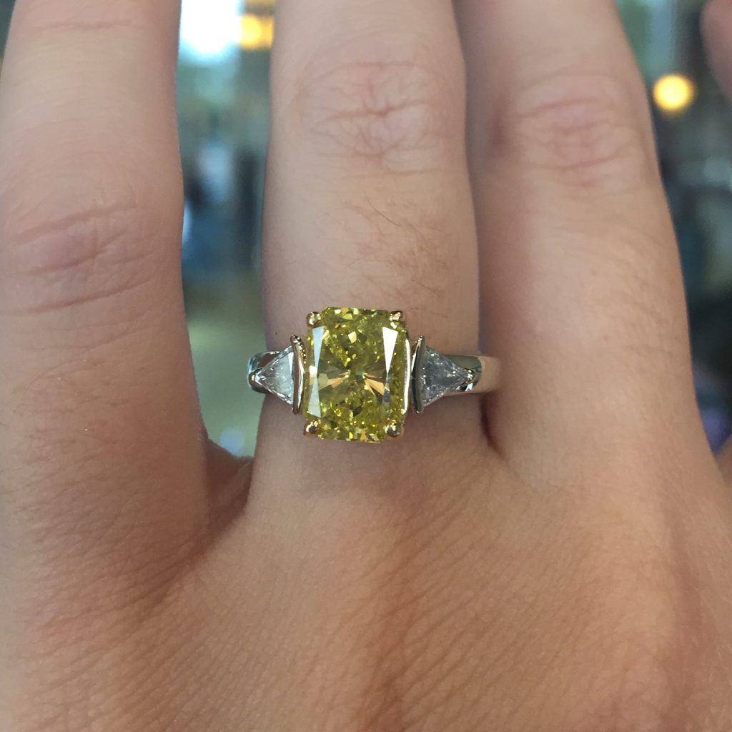 Fancy yellow diamond ring
