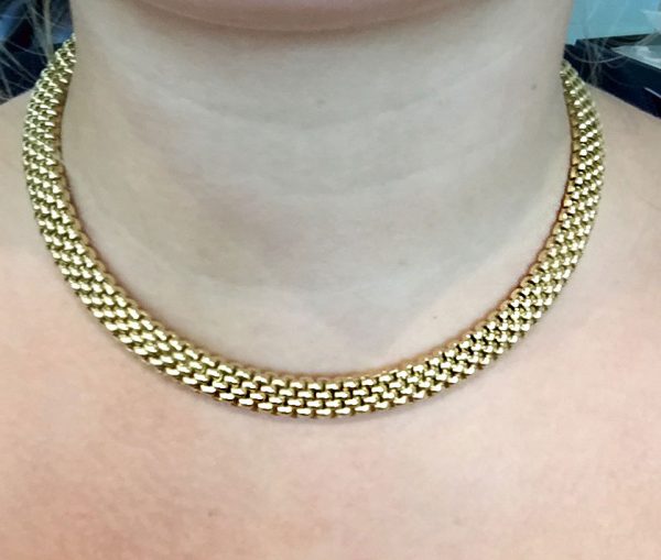 Fope Gold Thick Woven Chain Necklace