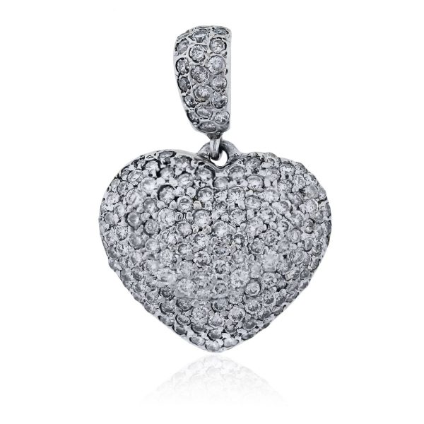 14k White Gold 1.30ctw Diamond Heart Pendant