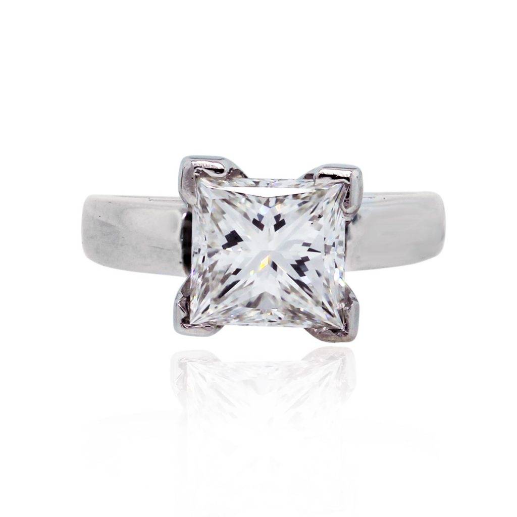 Platinum Princess Cut solitaire engagement ring