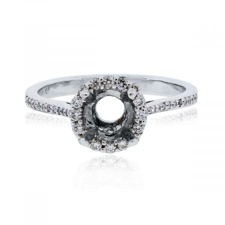 White Gold diamond halo ring mounting