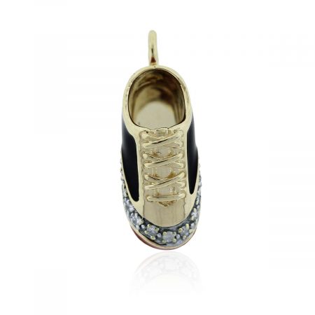 14k White Gold Enamel Shoe Charm