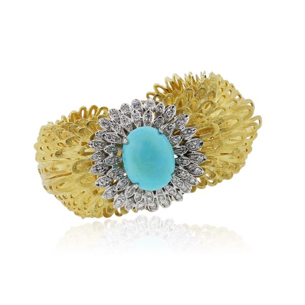 E. Pearl Turquoise Diamond Bangle