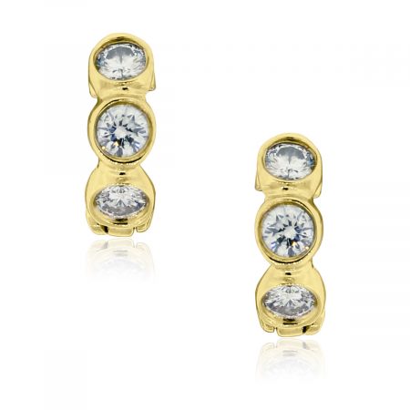 gold bezel set diamond huggie earrings