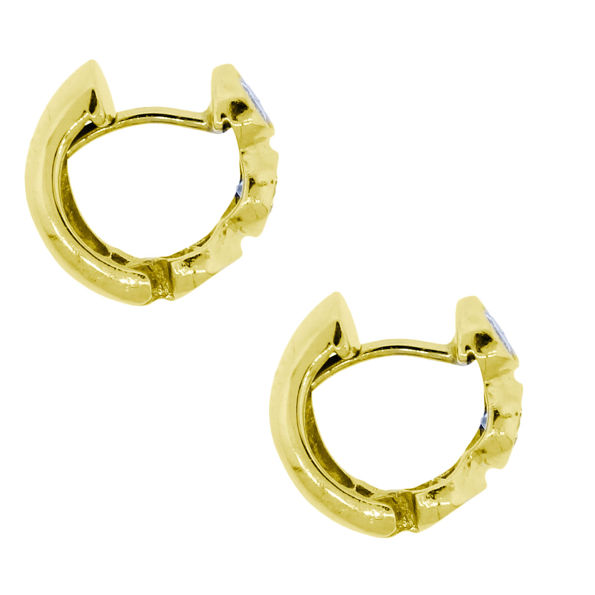 14k Yellow Gold .70ctw Bezel Set Diamond Huggie Earrings