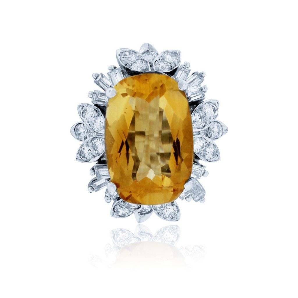 Citrine Cocktail ring with diamonds