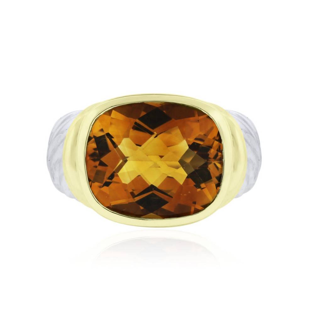Sterling Silver 14k Yellow Gold Citrine Ring