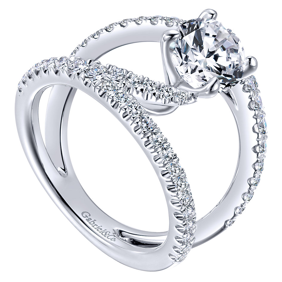 Gabriel & Co. Engagement Rings 14k White Gold Diamond Split Shank